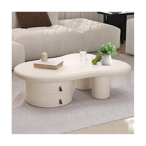 IvyLoutish Moderner Beistelltisch, Wolken-Couchtisch für Wohnzimmer, unregelmäßiger Teetisch, Beistelltisch mit doppellagiger Schublade und verdickten Tischbeinen für Balkon, Schlafzimmer, Hof (Beige IvyLoutish Moderner Beistelltisch, Wolken-Couchtisch für Wohnzimmer, unregelmäßiger Teetisch, Beistelltisch mit doppellagiger Schublade und verdickten Tischbeinen für Balkon, Schlafzimmer, Hof (Beige von IvyLoutish