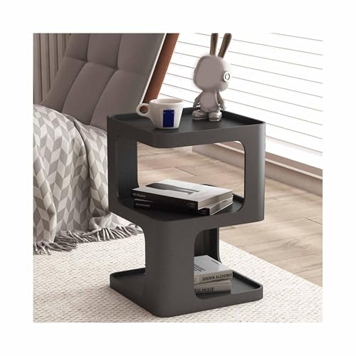 IvyLoutish Moderner Couchtisch für Wohnzimmer, kleiner geriffelter Beistelltisch, einzigartiger Beistelltisch, modernes kreatives Design, für Balkon, Schlafzimmer (Schwarz, 35,1 x 35,1 x 54,1 cm) von IvyLoutish