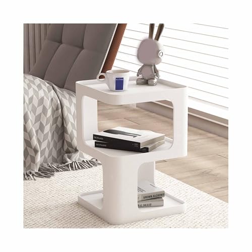 IvyLoutish Moderner Couchtisch für Wohnzimmer, kleiner geriffelter Beistelltisch, einzigartiger Beistelltisch, modernes kreatives Design, für Balkon, Schlafzimmer (Weiß, 40 x 40 x 54 cm) von IvyLoutish