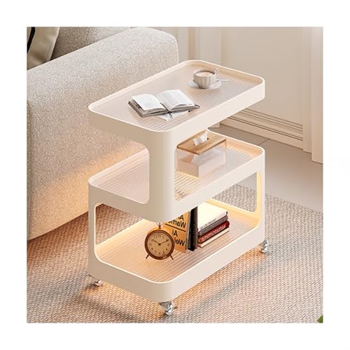 IvyLoutish Moderner Couchtisch für Wohnzimmer mit Lichtleiste, kreatives Design, klein, geriffelt, Sofa, Beistelltisch, Mitteltisch, Cocktailtisch für Balkon, Schlafzimmer, Büro (50 cm) von IvyLoutish