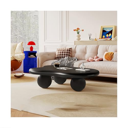 IvyLoutish Moderner Couchtisch in Wolkenform, unregelmäßiger Teetisch, niedlicher unregelmäßiger Holztisch mit 3 Kugelbeinen, für Schlafzimmer, Wohnung, Wohnzimmer, Bauernhaus (Schwarz, 100 x 69 x 30 IvyLoutish Moderner Couchtisch in Wolkenform, unregelmäßiger Teetisch, niedlicher unregelmäßiger Holztisch mit 3 Kugelbeinen, für Schlafzimmer, Wohnung, Wohnzimmer, Bauernhaus (Schwarz, 100 x 69 x 30 von IvyLoutish