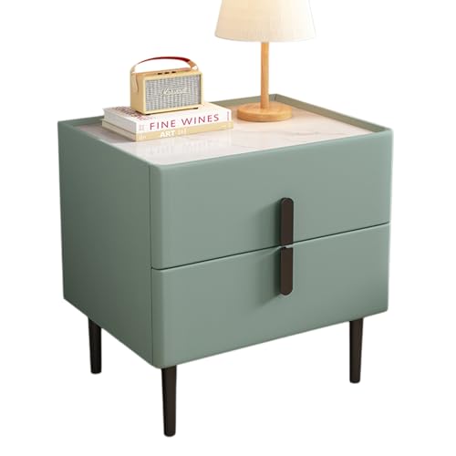 IvyLoutish Moderner Nachttisch mit 2 Schubladen, geriffelter Nachttisch, Kommode mit Metallbeinen und Metallgriffen, Lederoberfläche, Holzbett, Beistelltisch für Schlafzimmer, Wohnzimmer (Nullgrün) IvyLoutish Moderner Nachttisch mit 2 Schubladen, geriffelter Nachttisch, Kommode mit Metallbeinen und Metallgriffen, Lederoberfläche, Holzbett, Beistelltisch für Schlafzimmer, Wohnzimmer (Nullgrün) von IvyLoutish