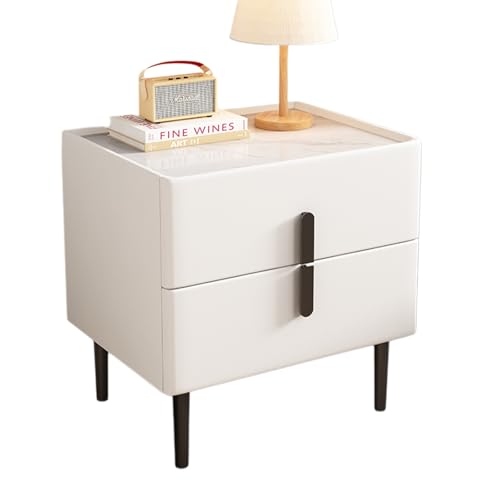 IvyLoutish Moderner Nachttisch mit 2 Schubladen, geriffelter Nachttisch, Kommode mit Metallbeinen und Metallgriffen, Lederoberfläche, Holzbett, Beistelltisch für Schlafzimmer, Wohnzimmer (Nullweiß) IvyLoutish Moderner Nachttisch mit 2 Schubladen, geriffelter Nachttisch, Kommode mit Metallbeinen und Metallgriffen, Lederoberfläche, Holzbett, Beistelltisch für Schlafzimmer, Wohnzimmer (Nullweiß) von IvyLoutish