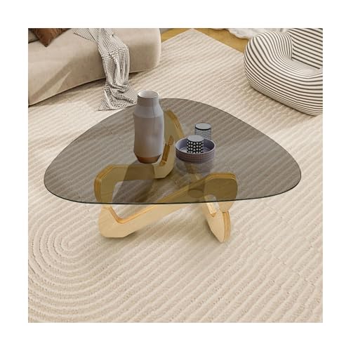 IvyLoutish Moderner ovaler Couchtisch aus Glas, dreieckig, Glas-Teetisch mit Tischplatte aus gehärtetem Glas und Holzsockel, Mitte des Jahrhunderts, Mitteltisch für Wohnzimmer, Balkon (Holz, 91 x 65 x IvyLoutish Moderner ovaler Couchtisch aus Glas, dreieckig, Glas-Teetisch mit Tischplatte aus gehärtetem Glas und Holzsockel, Mitte des Jahrhunderts, Mitteltisch für Wohnzimmer, Balkon (Holz, 91 x 65 x von IvyLoutish