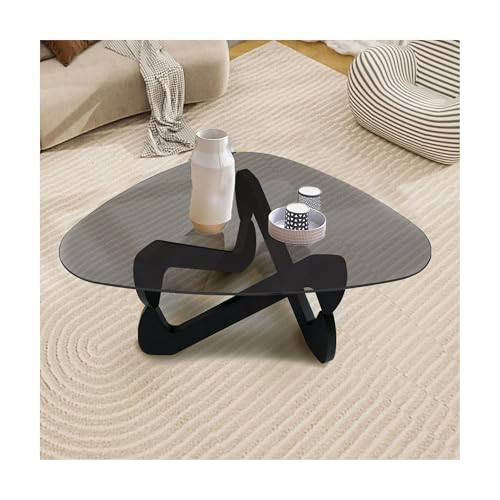IvyLoutish Moderner ovaler Couchtisch aus Glas, dreieckig, Glas-Teetisch mit Tischplatte aus gehärtetem Glas und Holzsockel, Mitte des Jahrhunderts, Mitteltisch für Wohnzimmer, Balkon (Schwarz, 83 x IvyLoutish Moderner ovaler Couchtisch aus Glas, dreieckig, Glas-Teetisch mit Tischplatte aus gehärtetem Glas und Holzsockel, Mitte des Jahrhunderts, Mitteltisch für Wohnzimmer, Balkon (Schwarz, 83 x von IvyLoutish