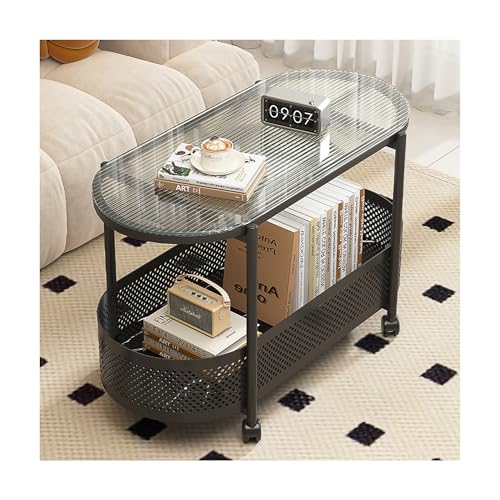 IvyLoutish Ovaler Couchtisch aus Glas für Wohnzimmer, doppellagig, mit Stauraum, kleiner Beistelltisch, Sofatisch, Cocktailtisch für Balkon, Schlafzimmer, Zuhause, Büro (schwarz + transparent, 80 cm) IvyLoutish Ovaler Couchtisch aus Glas für Wohnzimmer, doppellagig, mit Stauraum, kleiner Beistelltisch, Sofatisch, Cocktailtisch für Balkon, Schlafzimmer, Zuhause, Büro (schwarz + transparent, 80 cm) von IvyLoutish