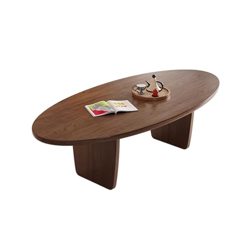 IvyLoutish Ovaler Couchtisch für Wohnzimmer, abgerundete Kanten, Holz, modern, schlicht, Beistelltisch, stabile Struktur für Zuhause, Büro, Schlafzimmer (Braun, 120 x 60 cm) von IvyLoutish