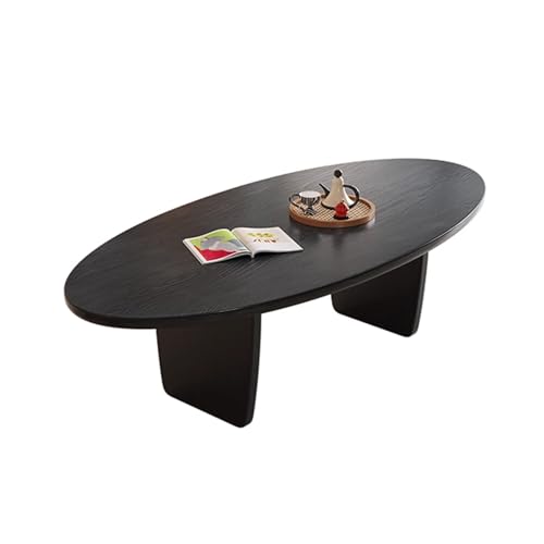IvyLoutish Ovaler Couchtisch für Wohnzimmer, abgerundete Kanten, Holz, modern, schlicht, Beistelltisch, stabile Struktur für Zuhause, Büro, Schlafzimmer (Schwarz, 120 x 60 cm) von IvyLoutish