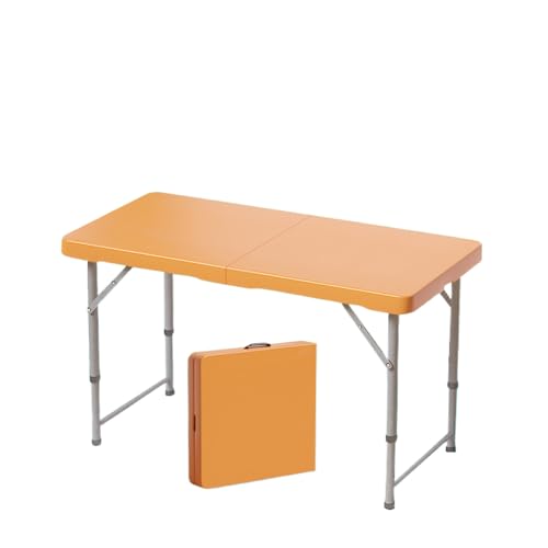 IvyLoutish Picknicktisch, faltbar, höhenverstellbar, stabile Struktur, zusammenklappbarer Campingtisch, tragbar für Wandern, Camping, Picknick (Orange) von IvyLoutish