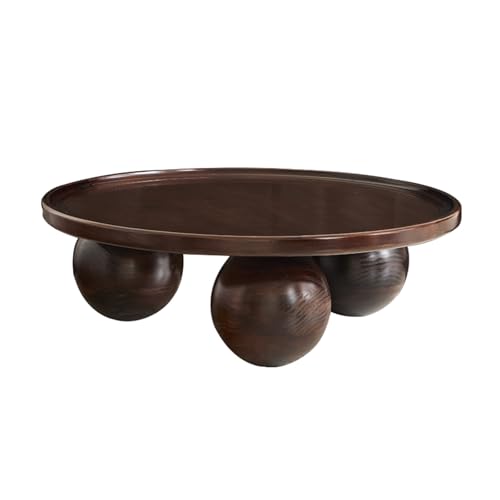 IvyLoutish Runde Couchtische für Wohnzimmer mit 3 Kugelbeinen, Massivholz, Retro, niedriger Teetisch, abgerundete Kanten, funktional, schlicht, Mitteltisch für Zuhause, Schlafzimmer, Büro (90 cm) von IvyLoutish