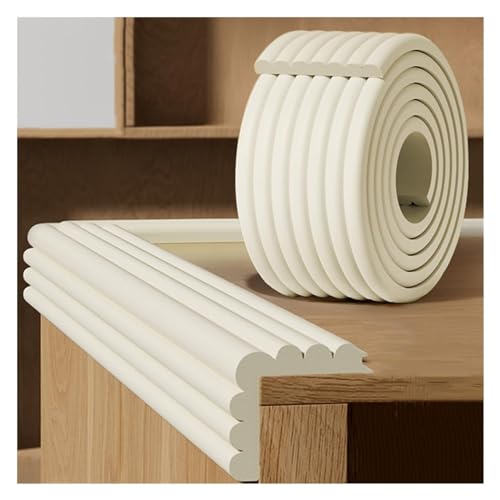 IvyLoutish Schaumstoff-Sicherheitsstreifen, Selbstklebender Kantenschutz, W-Typ-Kinder-Antikollisionsstreifen, Tischecken-Polsterpuffer für Glastischmöbel-Kamin, Weiß, 2 m von IvyLoutish