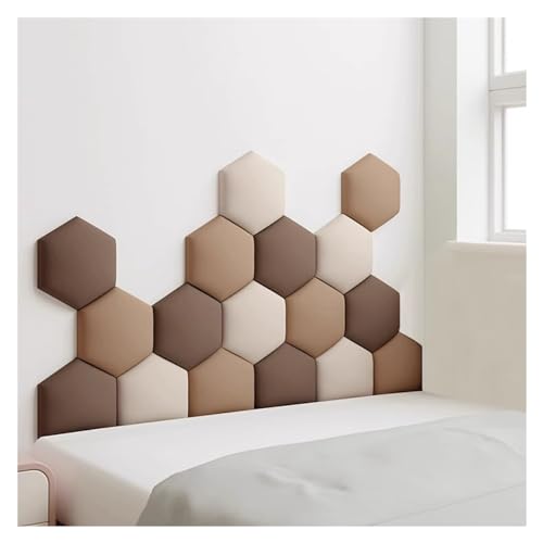 IvyLoutish Sechseckige gepolsterte Wandpaneele – selbstklebende 3D-Anti-Kollisions-Kinderzimmer-Dekoration, wandmontiertes Kopfteil-Polsterung, weiche Wandaufkleber (Farbe: A, Größe: 150 x 87 cm) von IvyLoutish