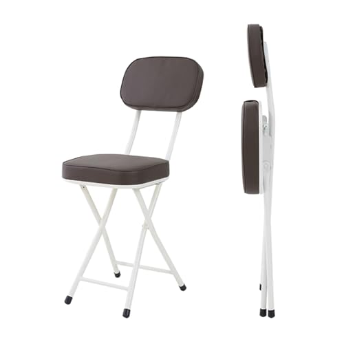 IvyLoutish Tragbarer, faltbarer hoher Barhocker, 48,3 cm, gepolsterter Klappstuhl, quadratischer Sitz und Rückenlehne, keine Montage für Büro, Küche, kleiner Raum (braun) von IvyLoutish