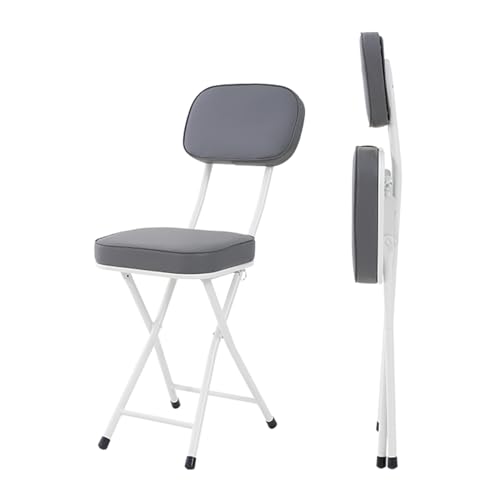 IvyLoutish Tragbarer, faltbarer hoher Barhocker, 48,3 cm, gepolsterter Klappstuhl, quadratischer Sitz und Rückenlehne, keine Montage für Büro, Küche, kleiner Raum (grau) von IvyLoutish