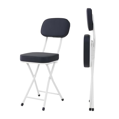 IvyLoutish Tragbarer, faltbarer hoher Barhocker, 48,3 cm, gepolsterter Klappstuhl, quadratischer Sitz und Rückenlehne, keine Montage für Büro, Küche, kleiner Raum (schwarz) von IvyLoutish