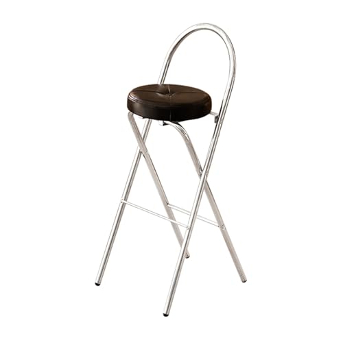 IvyLoutish Tragbarer Klapp-Barhocker mit bequemer Rückenlehne, Stahl, gepolsterter Klappstuhl, rutschfeste Füße für Zuhause, Büro, Küche (Schwarz, 78 cm) von IvyLoutish