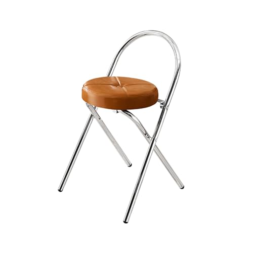 IvyLoutish Tragbarer Klapp-Barhocker mit bequemer Rückenlehne, Stahlgepolsterter Klappstuhl, rutschfeste Füße für Zuhause, Büro, Küche (Braun, 48 cm) von IvyLoutish