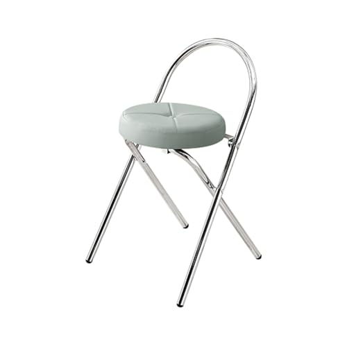 IvyLoutish Tragbarer Klapp-Barhocker mit bequemer Rückenlehne, Stahlgepolsterter Klappstuhl, rutschfeste Füße für Zuhause, Büro, Küche (Grau, 48 cm) von IvyLoutish
