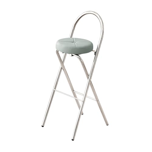 IvyLoutish Tragbarer Klapp-Barhocker mit bequemer Rückenlehne, Stahlgepolsterter Klappstuhl, rutschfeste Füße für Zuhause, Büro, Küche (Grau, 78 cm) von IvyLoutish