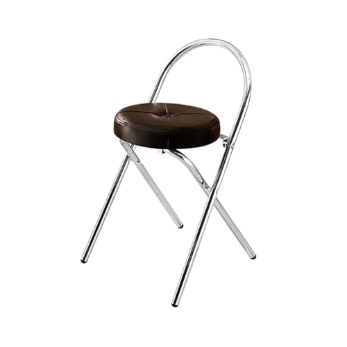 IvyLoutish Tragbarer Klapp-Barhocker mit bequemer Rückenlehne, Stahlgepolsterter Klappstuhl, rutschfeste Füße für Zuhause, Büro, Küche (Schwarz, 48 cm) von IvyLoutish