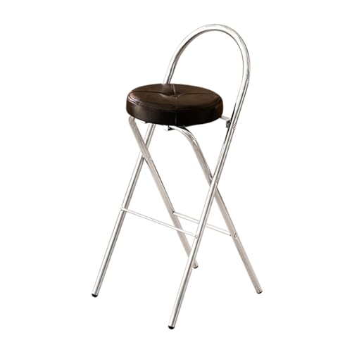 IvyLoutish Tragbarer Klapp-Barhocker mit bequemer Rückenlehne, Stahlgepolsterter Klappstuhl, rutschfeste Füße für Zuhause, Büro, Küche (Schwarz, 68 cm) von IvyLoutish