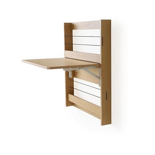 IvyLoutish Wandmontierter Schreibtisch mit Regalen, zusammenklappbare Werkbank, Arbeitszimmer, Schreibtisch für Schlafzimmer, kleiner Raum (Natur) von IvyLoutish