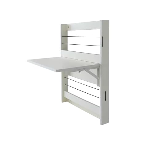 IvyLoutish Wandmontierter Schreibtisch mit Regalen, zusammenklappbare Werkbank, Arbeitszimmer, Schreibtisch für Schlafzimmer, kleiner Raum (weiß) von IvyLoutish