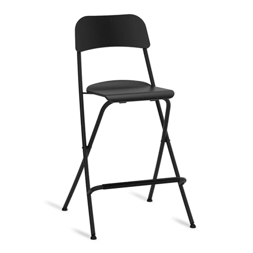 IvyLoutish Zusammenklappbarer Thekenhocker mit bequemer Rückenlehne, tragbarer Erwachsenen-Klappstuhl für Bar, Küche, 110 kg Kapazität (Schwarz, 74 cm) von IvyLoutish