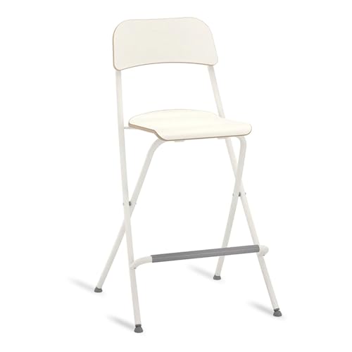 IvyLoutish Zusammenklappbarer Thekenhocker mit bequemer Rückenlehne, tragbarer Erwachsenen-Klappstuhl für Bar, Küche, 110 kg Kapazität (Weiß, 74 cm) von IvyLoutish