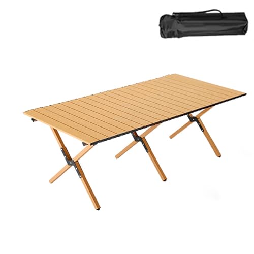 Klappbarer Campingtisch, tragbar, aus Karbonstahl, Outdoor-Klapptisch mit Tragetasche, leicht, für Camping, Wandern, Rucksackreisen, Picknick, Natur, 120 x 60 x 42 cm Klappbarer Campingtisch, tragbar, aus Karbonstahl, Outdoor-Klapptisch mit Tragetasche, leicht, für Camping, Wandern, Rucksackreisen, Picknick, Natur, 120 x 60 x 42 cm von IvyLoutish