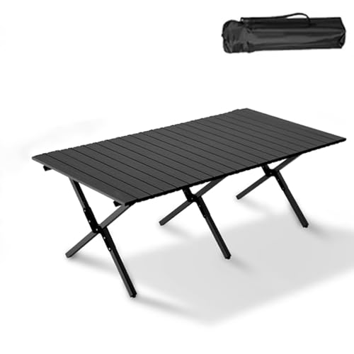 Klappbarer Campingtisch, tragbar, aus Karbonstahl, Outdoor-Klapptisch mit Tragetasche, leicht, für Camping, Wandern, Rucksackreisen, Picknick, Schwarz, 120 x 60 x 42 cm Klappbarer Campingtisch, tragbar, aus Karbonstahl, Outdoor-Klapptisch mit Tragetasche, leicht, für Camping, Wandern, Rucksackreisen, Picknick, Schwarz, 120 x 60 x 42 cm von IvyLoutish