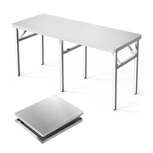 Klapptisch, Camping, tragbarer Overall, Edelstahl, tragbarer Picknicktisch, zusammenklappbar für drinnen, draußen, Camping, Strand (150 x 50 x 73 cm) von IvyLoutish