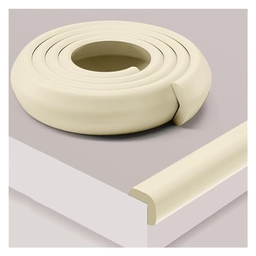 Schaumstoff-Sicherheitsstreifen, L-förmiger selbstklebender Antikollisionsstreifen, Kantenschutz, Sicherheitsstoßstange, Eckenschutz für Glastische, Möbel, Kamine, Schreibtische, Beige, 5 m von IvyLoutish