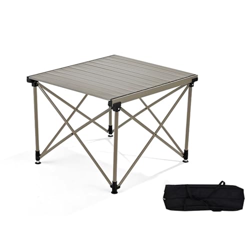 Tragbarer Campingtisch aus Aluminiumlegierung, einbeinig, höhenverstellbar, mit einfacher Tragetasche für drinnen und draußen, Camping (70 x 64,5 cm) von IvyLoutish