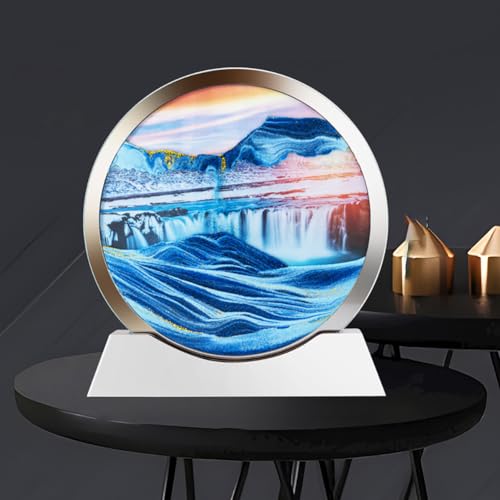 Fließendes Sandgemälde, Bewegtes Sandgemälde, Bewegtes Sandkunstbild, Runder Sandkunstrahmen, Sandlandschaft in Bewegung, Dynamische 3D-Anzeige, Fließender Sandrahmen für Bücherregale im Homeoffice von IvyTantor