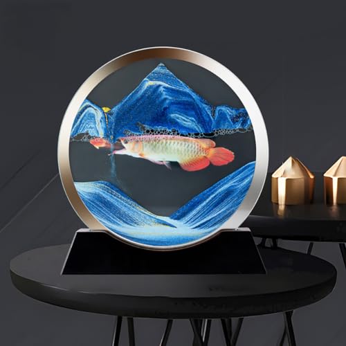 Fließendes Sandgemälde, Bewegtes Sandgemälde, Bewegtes Sandkunstbild, Runder Sandkunstrahmen, Sandlandschaft in Bewegung, Dynamische 3D-Anzeige, Fließender Sandrahmen für Bücherregale im Homeoffice von IvyTantor