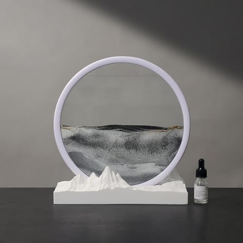 Fließendes Sandgemälde, Bewegtes Sandkunstbild, rundes Glas, 3D-Tiefsee-Sandlandschaft in Bewegung, Anzeige, fließender Sandrahmen, entspannende Dekoration für den Schreibtisch, Zuhause, Büro, Arbeit von IvyTantor