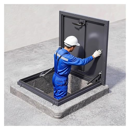 IvyTantor Dachausstiegsfenster Dachzugangsluke für Gebäude, Kellerausstiegskappen mit Riegelschloss, Notzugangsdeckel aus verzinktem Stahl mit Aluminiumrahmen für Wartungsarbeiten (90 x 80 cm) von IvyTantor
