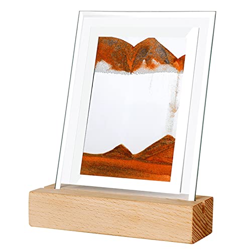 IvyTantor Fließendes Sandgemälde, 3D-Sanduhr-Kunst, dekorative Ornamente, Gemälde mit Sockel, bewegtes Sandkunstbild, Sandlandschaft, Form von Bergen, Tälern, Dünen von IvyTantor
