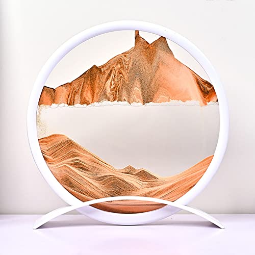 IvyTantor Fließendes Sandgemälde, Sanduhr-Kunst, dekorative Ornamente, Glasmalerei, Wohnzimmer, Büro, Schreibtisch-Dekoration, Malerei mit Sockel, bewegliches Sandkunstbild, Sandlandschaft von IvyTantor