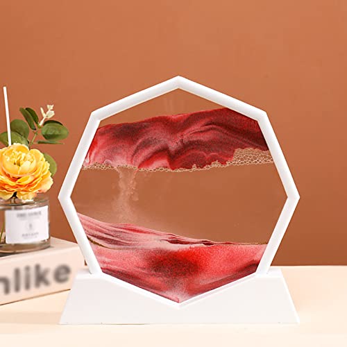 IvyTantor Fließendes Sandgemälde, Sanduhr-Kunst, dekorative Ornamente, achteckiges fließendes Sandgemälde, Wohnzimmer-Ornamentgemälde mit Sockel, bewegliches Sandkunstbild, Sandlandschaften von IvyTantor