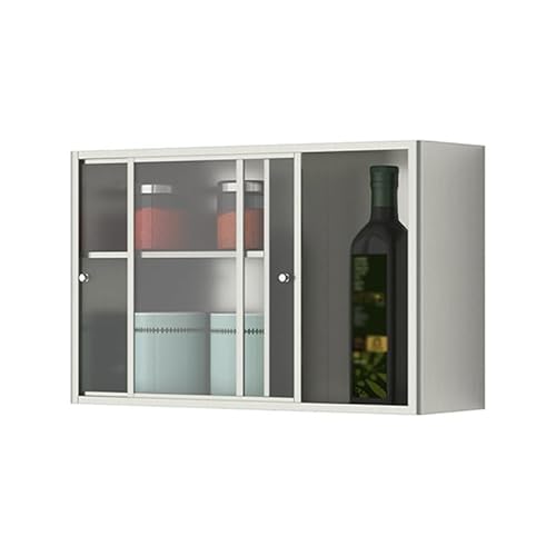 IvyTantor Hängeschränke Moderner Wandschrank aus Edelstahl mit Schiebetür für die Aufbewahrung in Bad und Küche, abnehmbare Regale, 50 x 35 x 14 cm von IvyTantor