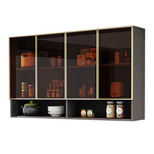 IvyTantor Hängeschränke Modernes schwebendes Bücherregal mit Display aus gehärtetem Glas, wandmontierter Küchenschrank für Garage oder Waschküche, 120 x 30 x 80 cm von IvyTantor