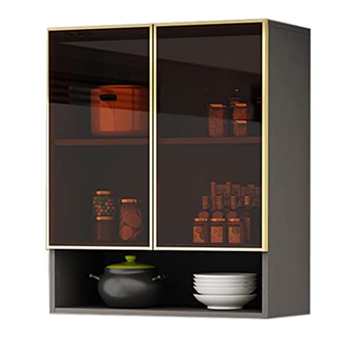 IvyTantor Hängeschränke Schwebende Vitrine aus gehärtetem Glas zur Aufbewahrung in Küche oder Waschküche, an der Wand montiertes Bücherregal und Garagen-Organizer (60 x 30 x 80 cm) von IvyTantor