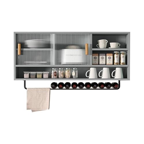 IvyTantor Hängeschränke Wandmontierter Acryl-Schiebetürschrank, Küchenregal und Schrank für Wohnzimmer, Esszimmer, Badezimmer – Grau, 120 x 50 x 28 cm von IvyTantor