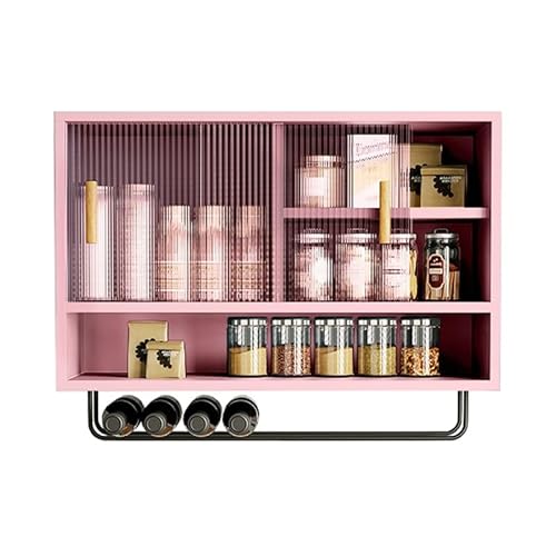 IvyTantor Hängeschränke Wandmontierter Küchenschrank mit Acryl-Schiebetür, Display für Wohnzimmer, Esszimmer und Badezimmer – Rosa, 100 x 50 x 28 cm, stilvoll und funktional von IvyTantor
