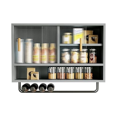 IvyTantor Hängeschränke Wandschrank mit Acryl-Schiebetür – Küchenregal und Ausstellungsstück für Wohnzimmer, Esszimmer und Badezimmer – Grau 80 x 50 x 28 cm von IvyTantor