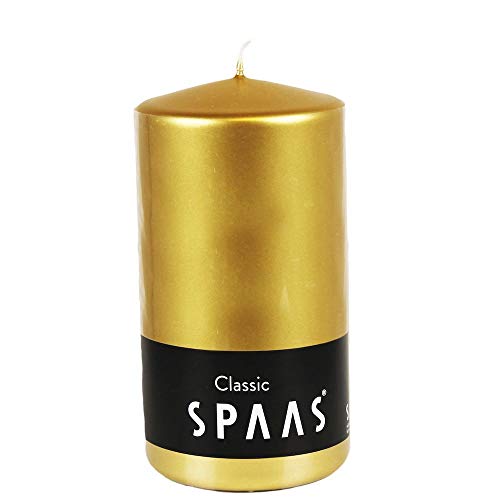 SPAAS Stumpenkerze 80/150 mm, ± 64 Stunden, ohne Duft - gold von Spaas