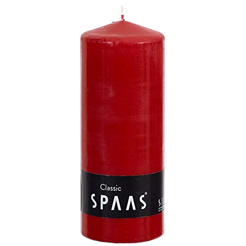SPAAS Stumpenkerze 80/200 mm, ± 100 Stunden, ohne Duft - rot von Spaas