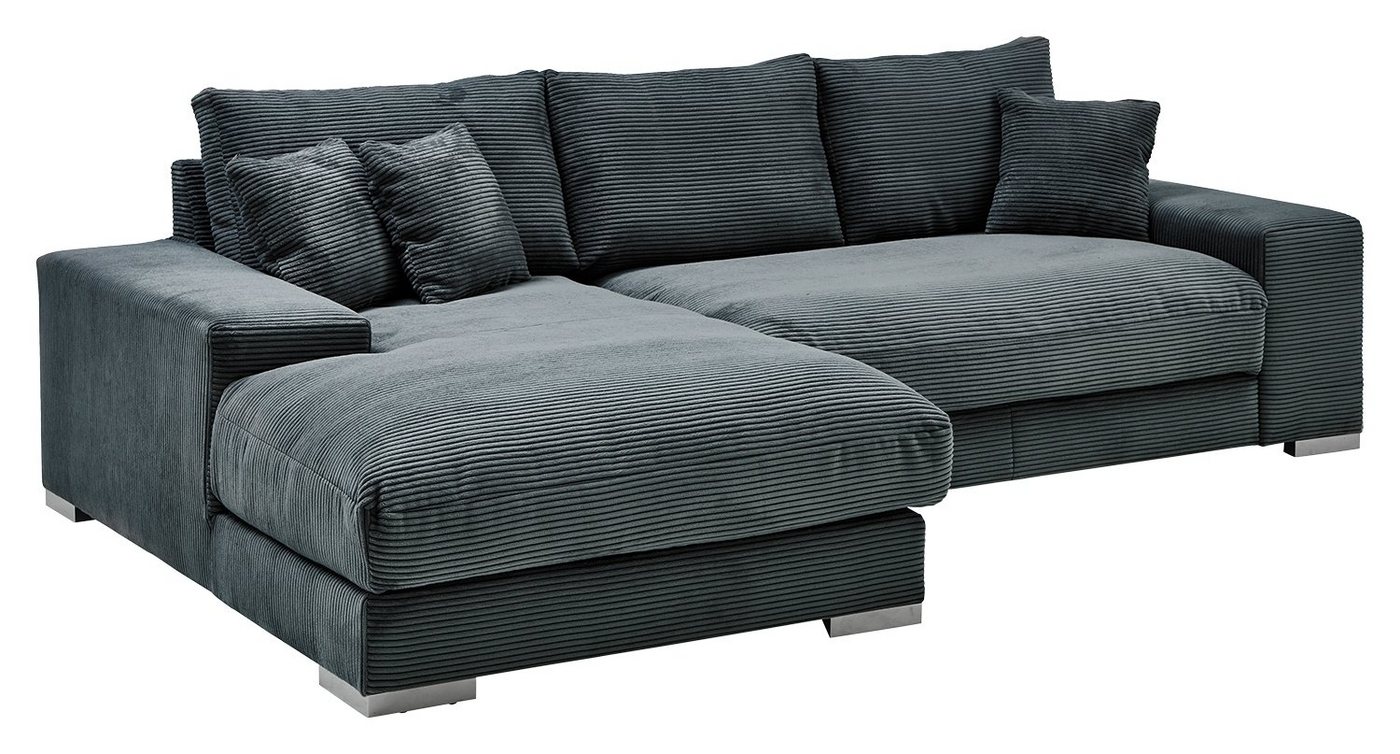 Iwaniccy Sofa SOFT, B 285 cm, Grau, Breitcord, mit 3 Rücken- und 3 Zierkissen von Iwaniccy